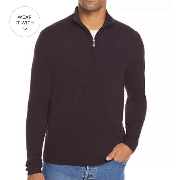 Bloomingdale’s Men’s Store Merino Wool 1/4 Zip Sweater Large - Picture 14 of 14